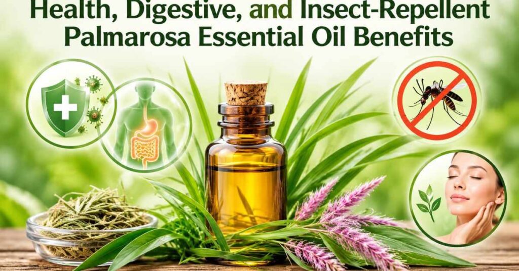 Health, Digestive, and Insect-Repellent Palmarosa Essential Oil Benefits