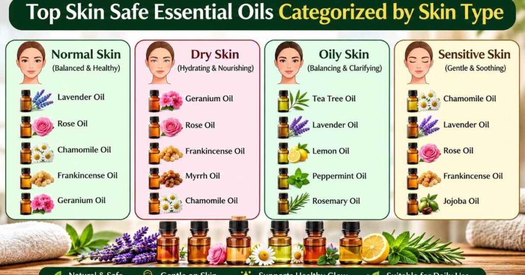 Top Skin Safe Essential Oils Categorized by Skin Type