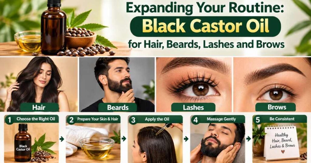 Expanding Your Routine: Black Castor Oil for Hair, Beards, Lashes, and Brows