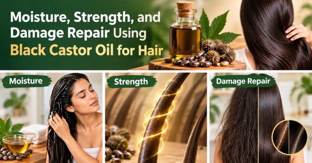 Moisture, Strength, and Damage Repair Using Black Castor Oil for Hair